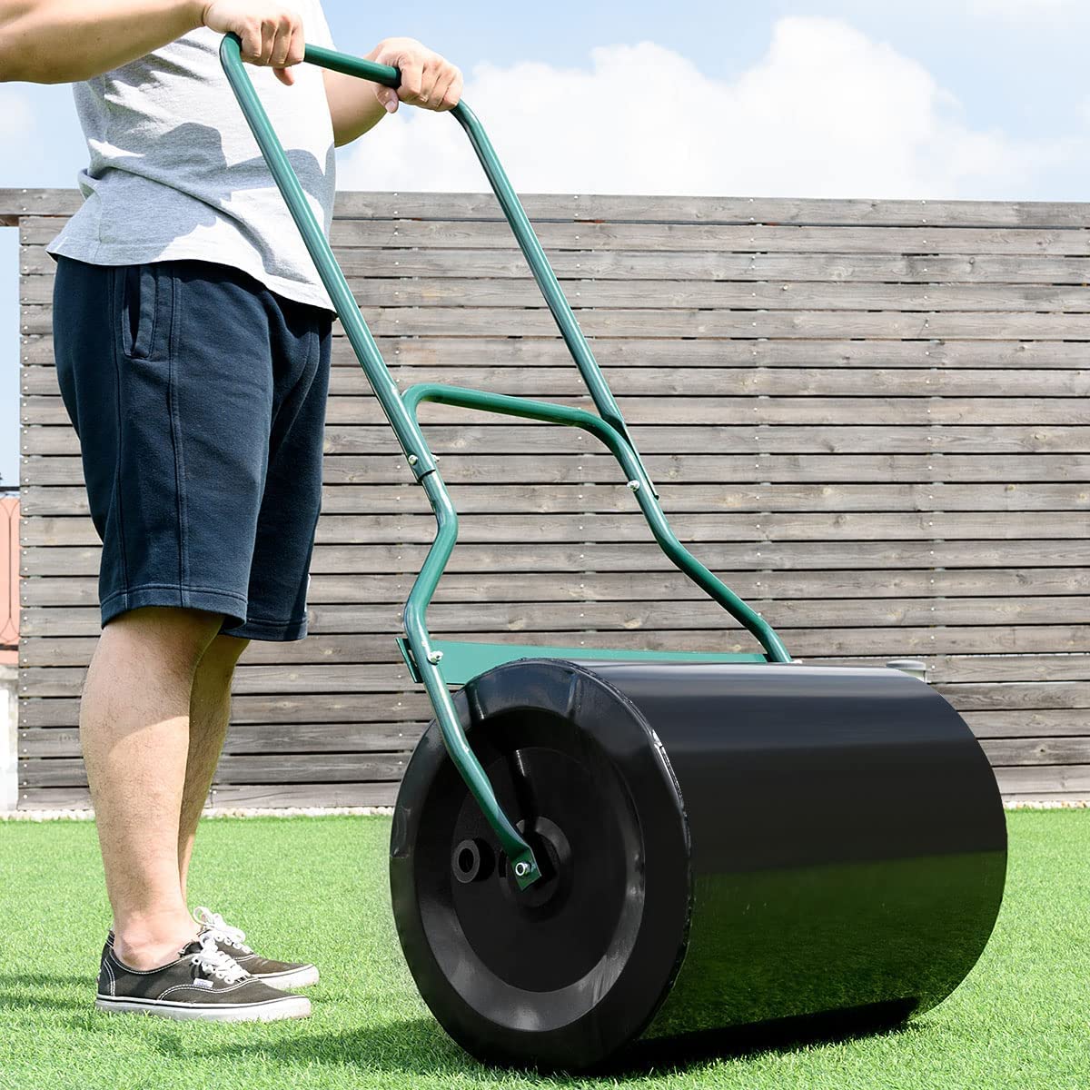 Rouleau à Gazon Manuel Tabur 50cm - Capacité 62L Avec Poignée Ergonomique