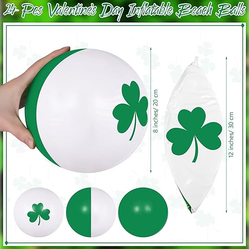 Miniatura 2 de MiniInflat 24 bolas inflables del día de San Patricio de 12 pulgadas, bola de playa de trébol de verano, fiesta de piscina, bola de agua inflable,