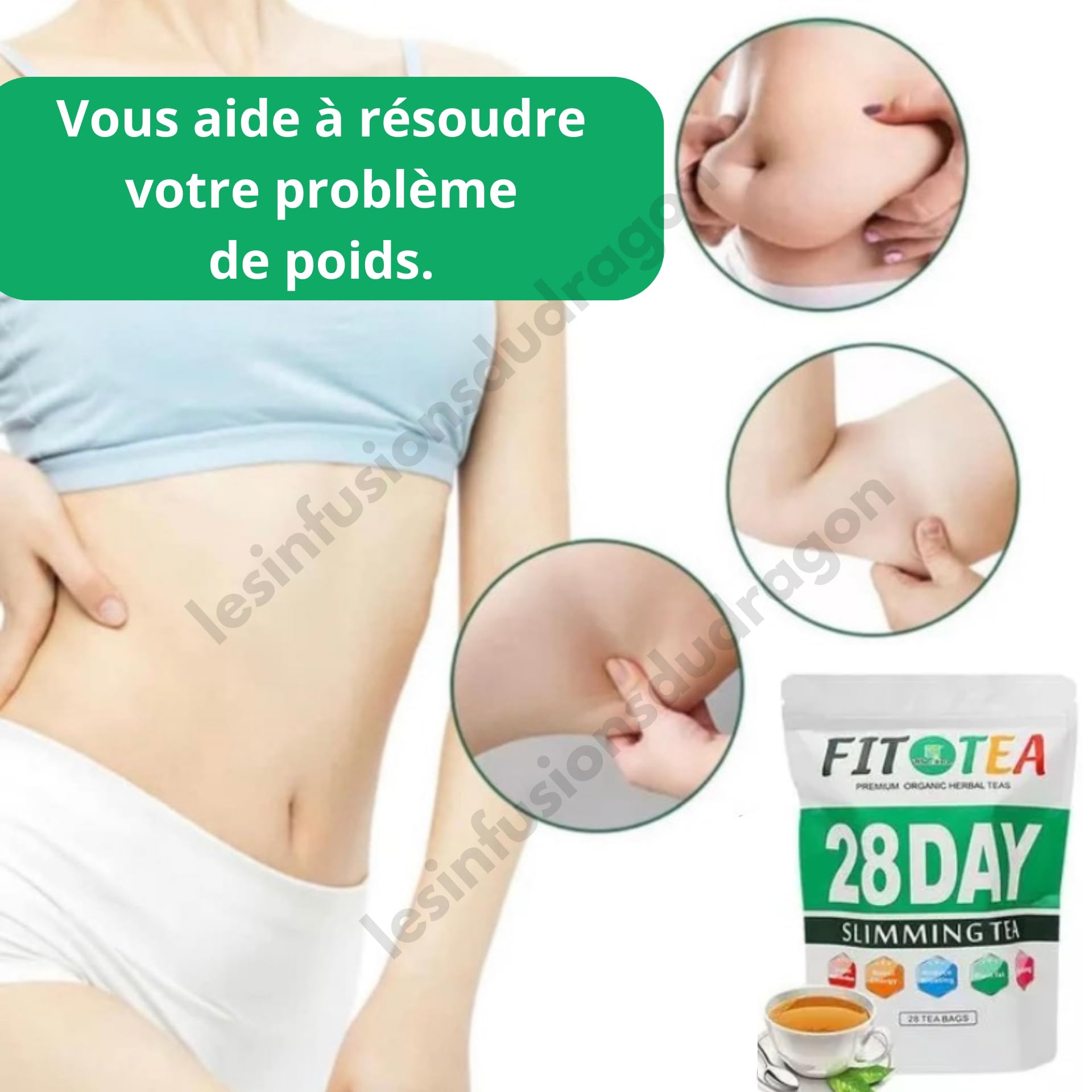 Thé Détox 28 Jours x 2 sachets – Brûle-Graisses Naturel, Énergie & Minceur – Infusion Bien-Être à Base de Plantes | FIT TEA Original