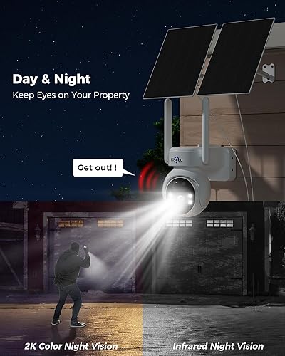 Miniatura 8 de Hiseeu Cámara de seguridad sin WiFi, grabación 247 Cámaras de seguridad celular 4G inalámbricas para exteriores, cámaras solares de 20 W 360  PTZ,