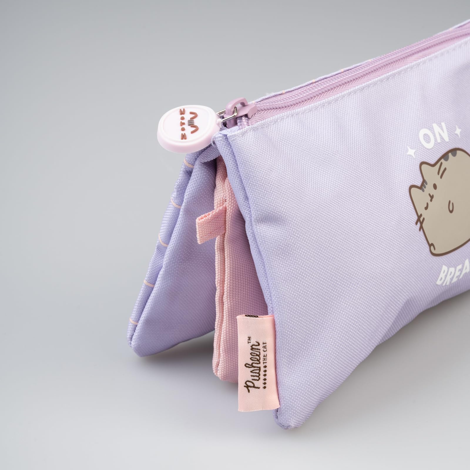 Grupo Erik 3 Compartments Pencil Case - Triple Pocket, Large Cosmetic Case for Kids, Pusheen Design