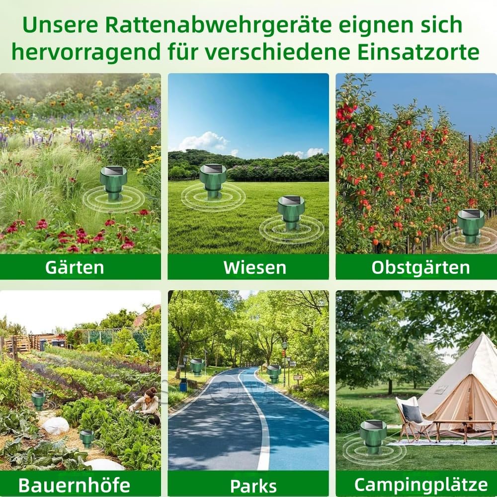 Moleaway Solar Maulwurf - & Wühlmausvertreiber, Schnelle Ergebnisse, großer Wirkradius, Automatik Abwehr,Ultraschall, für Garten, Rasen, Hof und Bauernho