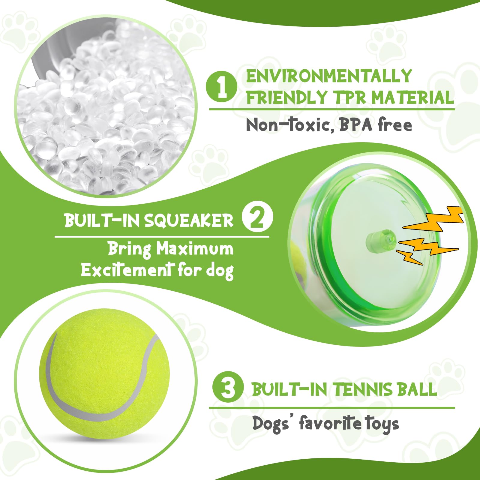 Shepinsky Squeaky Chew Dog Toys, Indestructible Dogs Toy with Tennis Ball, Durable Puppy Boredom Toys for Playtime &Training - Image 2