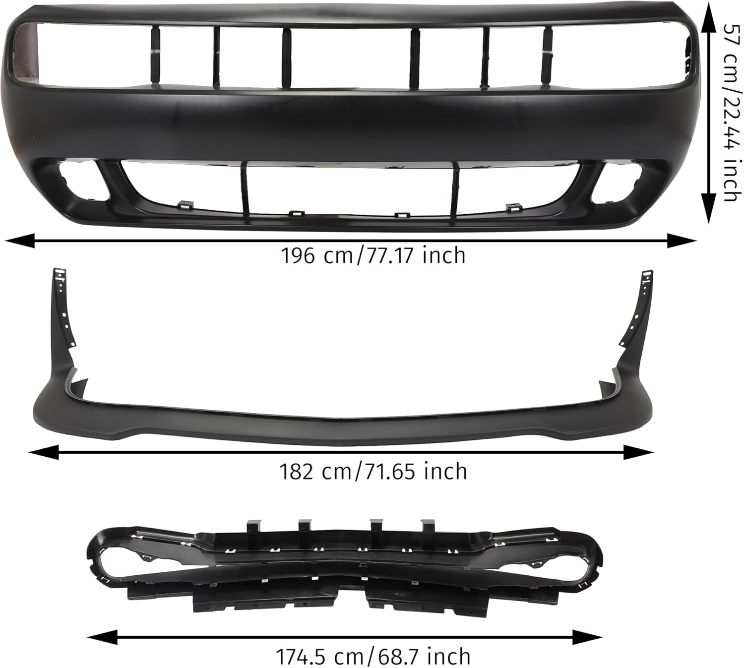 Bumper Front Cover Set Replacement Compatibles with Dodge Challenger 2008-2014 Bumper Cover of Accessory Part 68043387AB 68109836AB