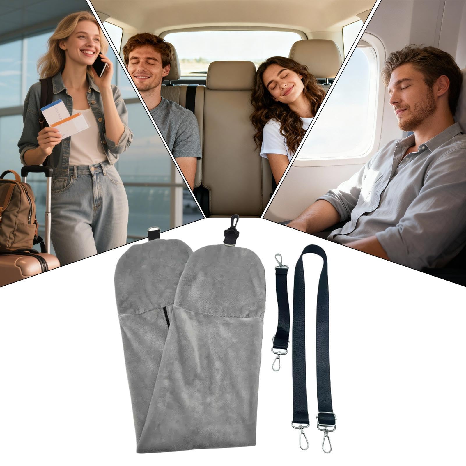 Generisch Cuscino cervicale da viaggio, supporto per il collo, con spazio per riporre vestiti, per viaggi in aereo, in volo, in auto o in treno, per dormire e