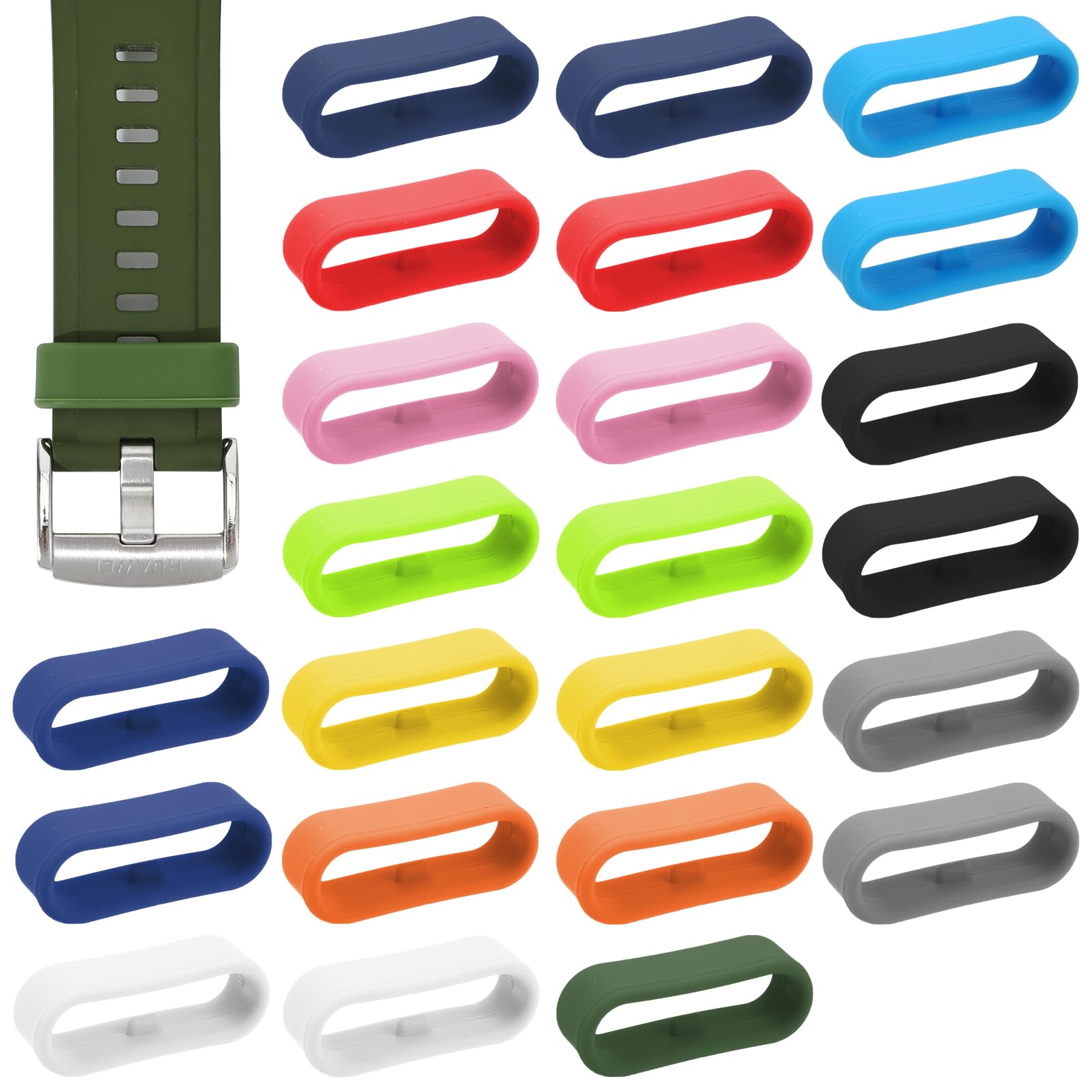 LXUEJIE Multi-Color Smart Watch Security Bands 24pcs Silicone Strap Rings Rubber Watch Strap Connector Holder Keeper Multi-Color Anti-slip