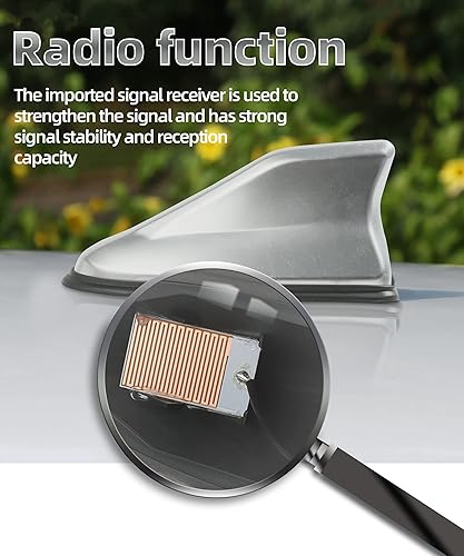 Miniatura 3 de YAKEFLY Cubierta de antena de aleta de tiburón para automóvil, antena universal de aleta de tiburón para automóvil, antena de señal de radio AMFM,