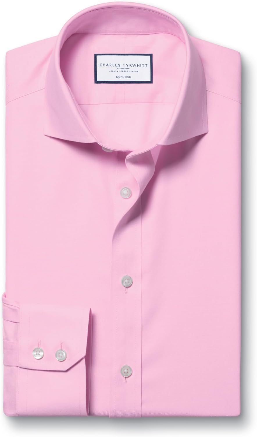 Charles Tyrwhitt Shirts for Men – Pink Twill Non-Iron Formal Dress Shirt – Long Sleeve Cotton Shirt