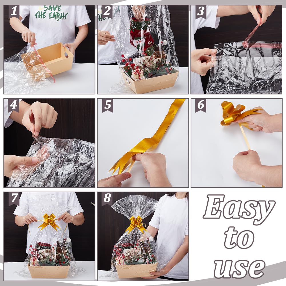 AHANDMAKER Confezione da 10 cestini vuoti per regali, cestini di carta con sacchetti regalo con nastro per Natale, matrimoni, bomboniere, decorazioni per le vacanze, 25,4 x 20,3 x 7,6 cm
