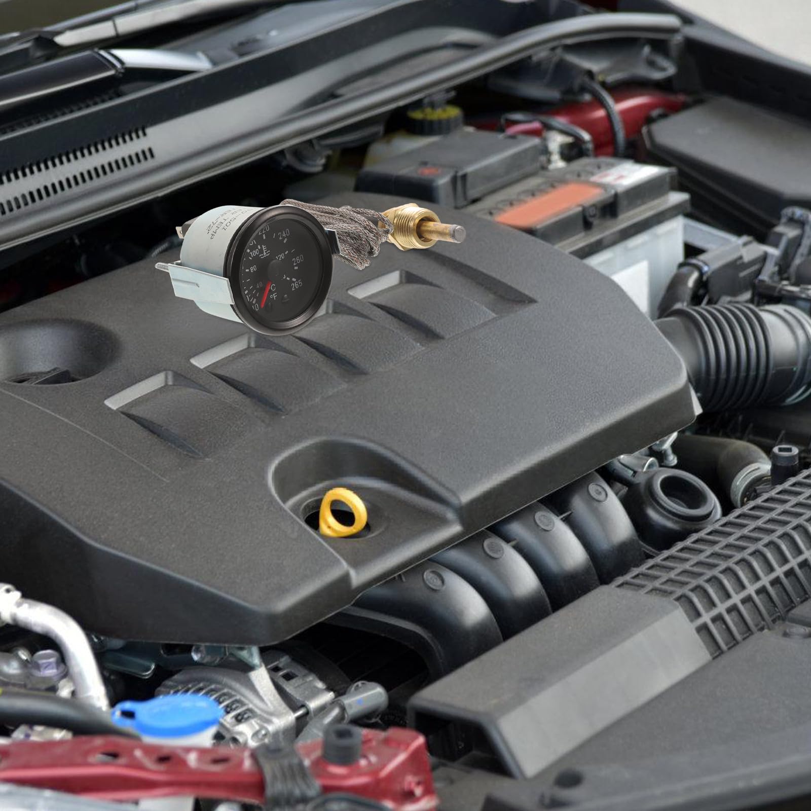 Misuratore Metallo Acqua per Meccanico con Temperatura Sensore 52mm e in Abs Indicatore Auto Veicoli, per Riparazioni Fai-da-te