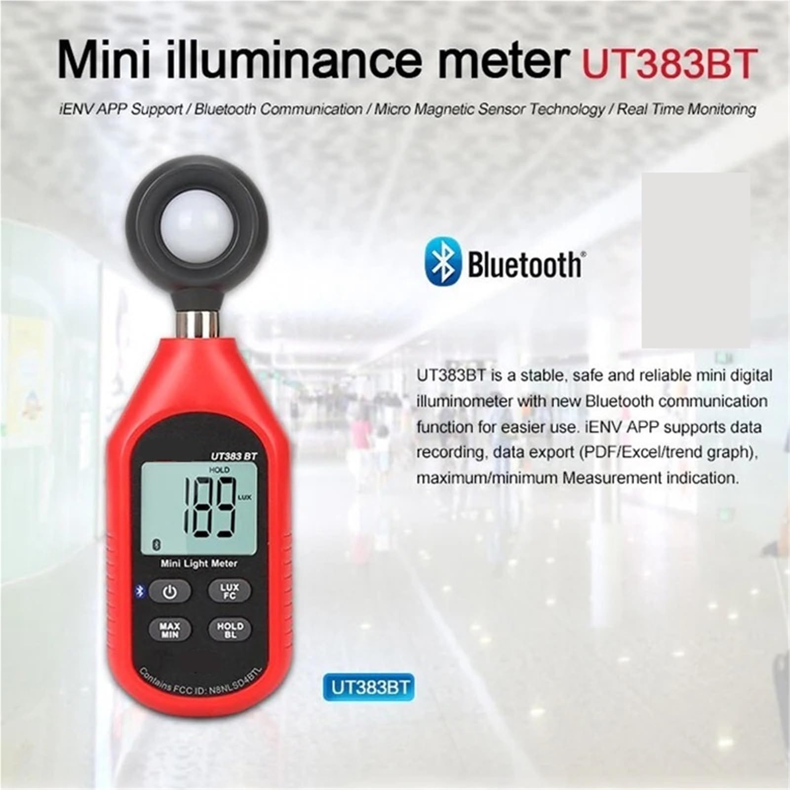 cyfrowy luksomierz, UT383BT Bluetooth Nowa Wersja Ulepszony Mini Środowiskowy Luksomierz Serii BT dla Rolnictwa Domy(UT383)