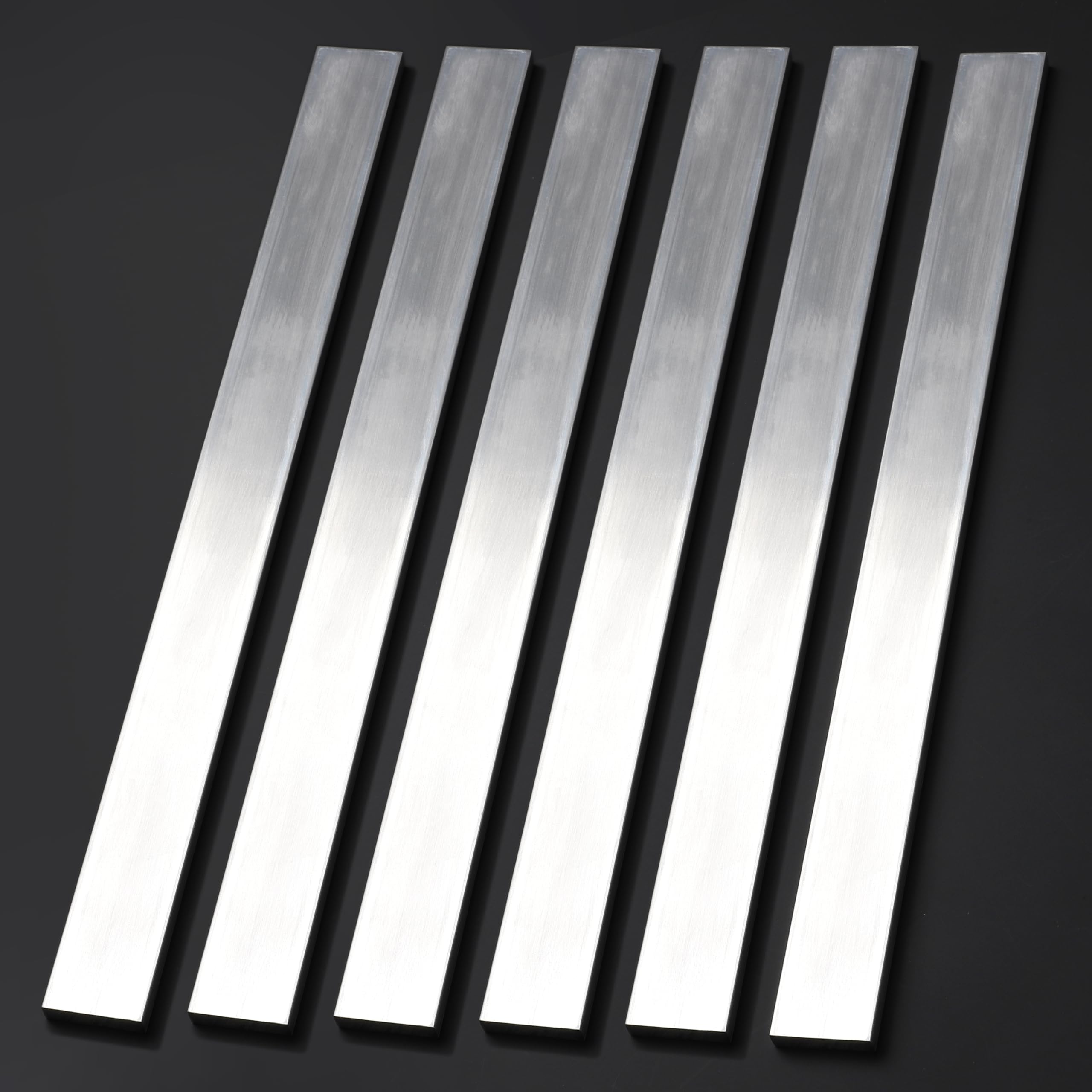 6 Pieces 6061 Aluminum Square Flat Bar, 1/4" x 1" x 12", Silver, Commercial Grade