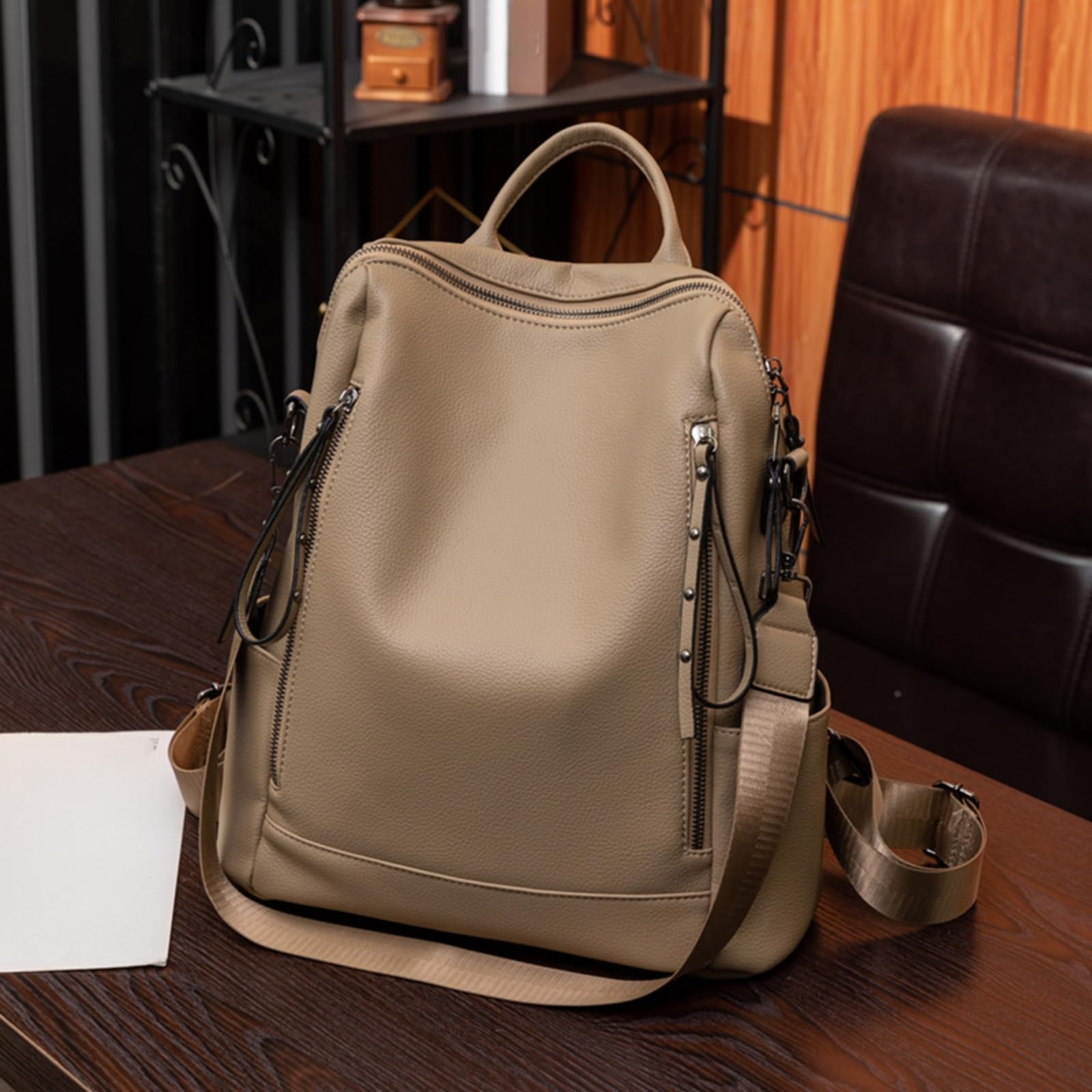 Mochila escolar Zaino Morbido per Le Donne, Borsa A Spalla Convertibile di Grande capacità, Daypack Versatile Giornaliero I Pendolari, Lo Shopping E Viaggi