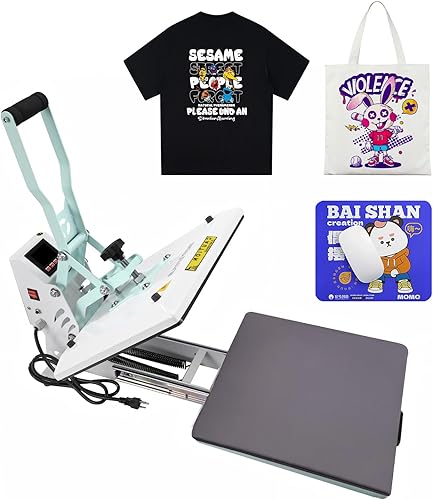 Miniatura 8 de BetterSub Máquina de prensa térmica de 15 x 15 pulgadas, prensa de calor digital deslizante para camisetas, máquina de prensa térmica de 1000 W para