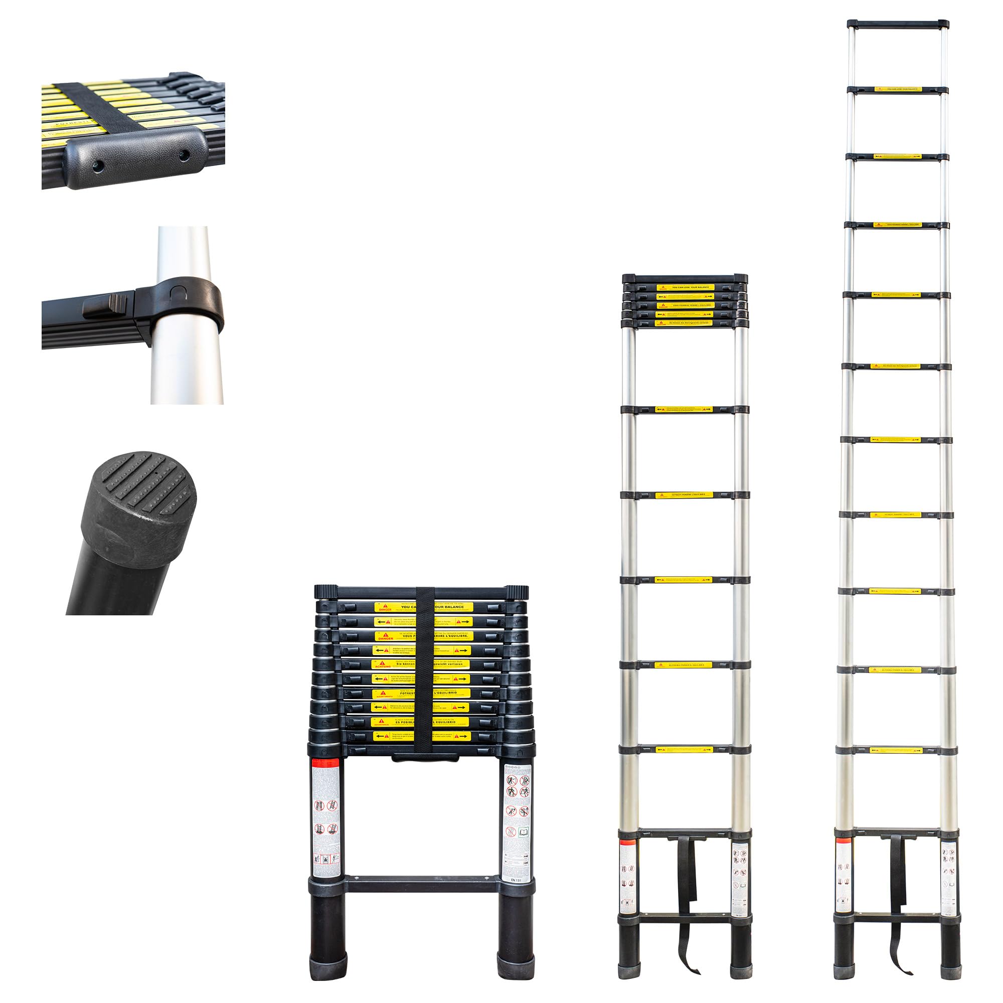 HOSTRÖM Telescopic Ladder 4.4 m Telescopic Telescopic Aluminium Folding Extendable Maximum Working Height 5.30 m EN131 Standard 5 Year Warranty