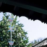 Vista 6 de JYPS Cadena de lluvia de 13.1 pies, cadenas de lluvia de colibrí para canalones, bajante de repuesto funcional, decoración de tu jardín y casa.