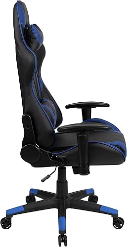 Miniatura 7 de Flash Furniture X20 - Silla giratoria de policarbonato ergonómica y ajustable con respaldo completamente reclinable en LeatherSoft azul; para