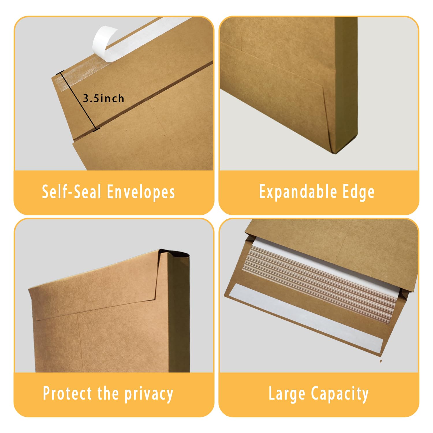 Sobres expandibles de 26 x 39.6 cm, sobres grandes de papel kraft para catálogo, para almacenamiento y organización de negocios, fotos, documentos (20 unidades)