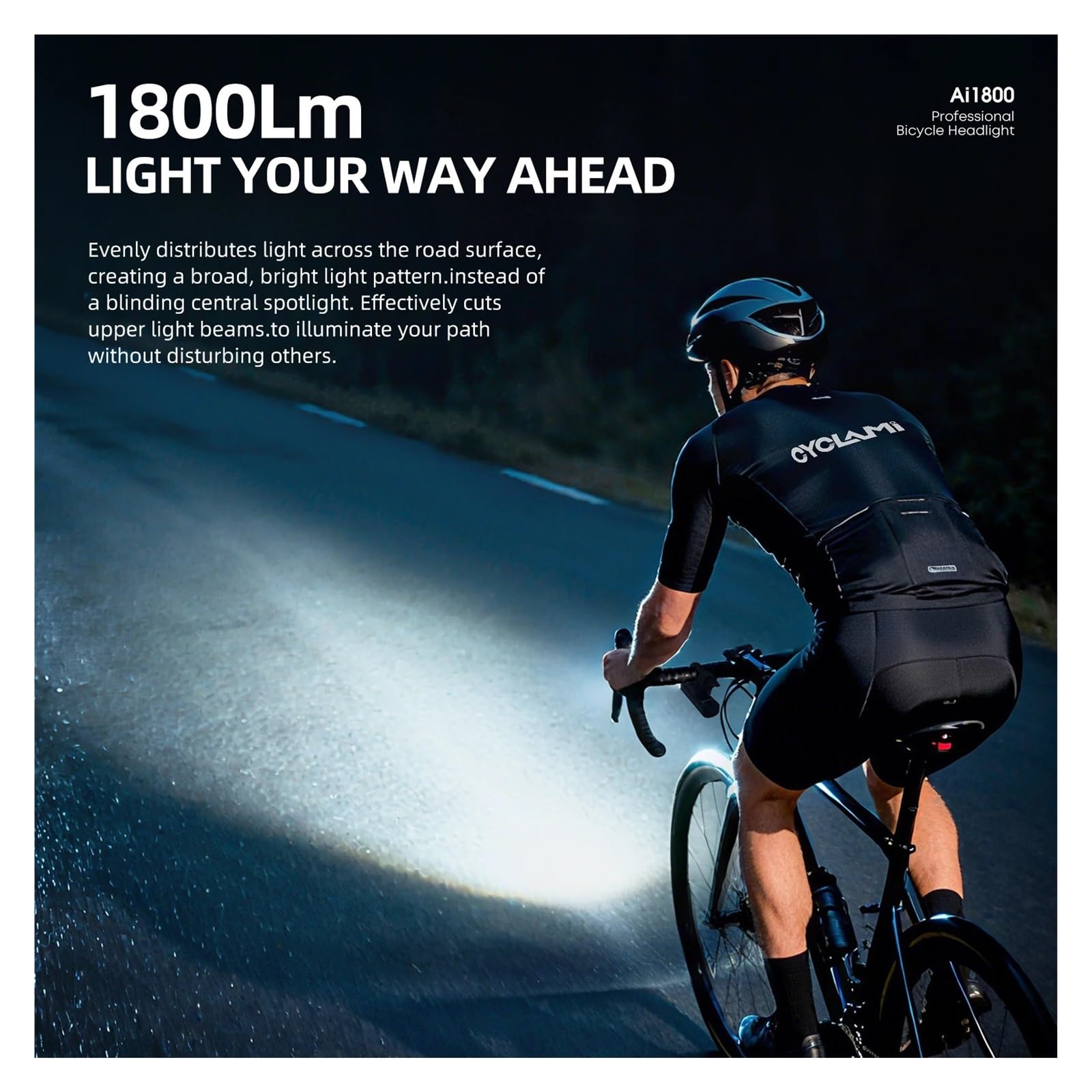 1 Uds AI1800 1800LM luz de Cabeza de Bicicleta de aleación de Aluminio