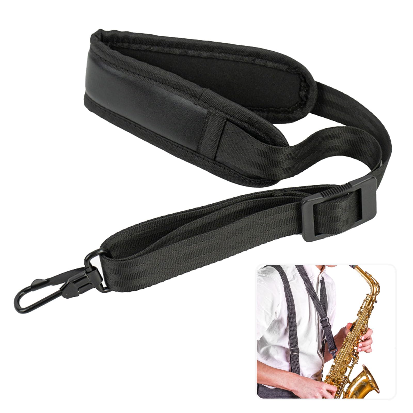 Saxophone, Sangle d'Épaule, Bandoulière pour Saxophone, Accessoire pour Saxophone Alto, Accessoire de Jeu pour Saxophones Soprano, Alto et Ténor, pour Hommes et Femmes, Adultes et Enfants