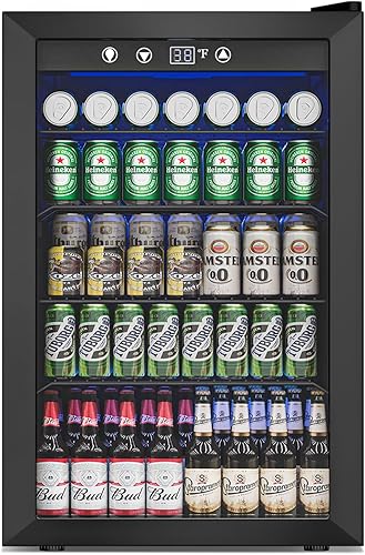 Miniatura 12 de Refrigerador enfriador de bebidas de 4.5 pies cúbicos - Mini refrigerador de 145 latas con puerta de vidrio para refrescos, cerveza, vino, 4.5 pies