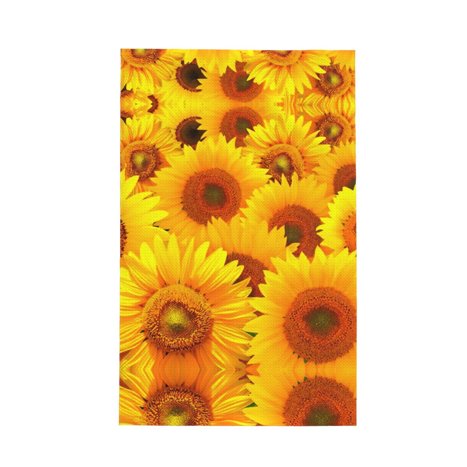Xxahnbm Black Yellow Sunflower 2 Print Waffle Kitchen Towel,Absorbent Hand Towel