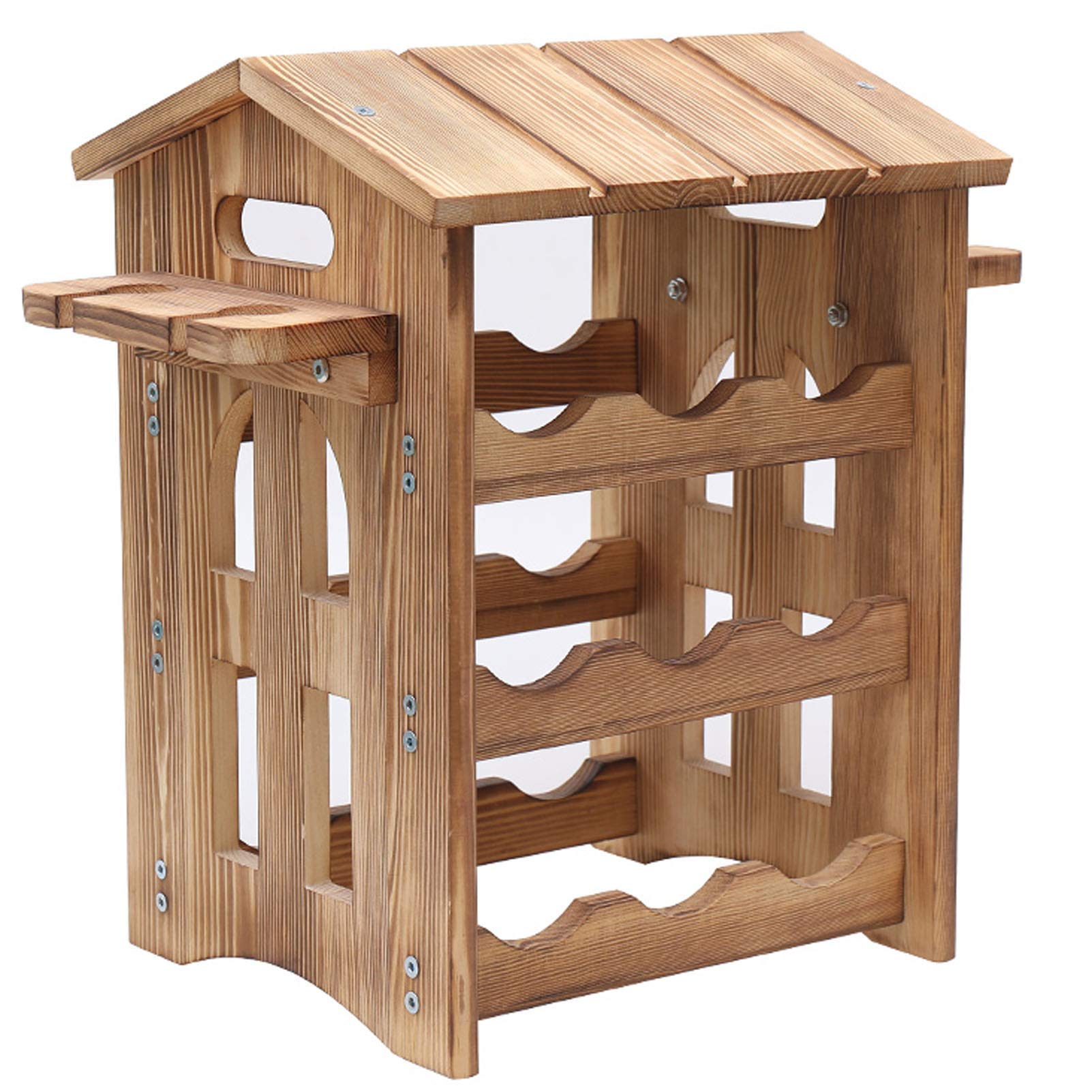 Casier à vin mural en bois 3 couches et porte-verre naturel