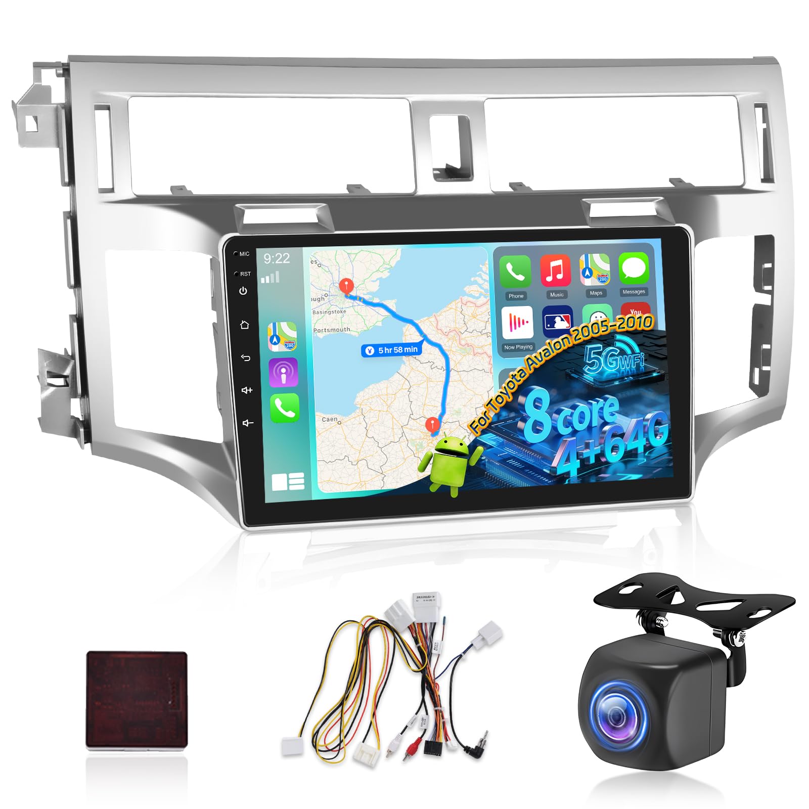 Photo 1 of [8 Core 4+64G] NHOPEEW Android 15 Car Radio for Toyota Avalon 2005-2010 - Wireless Carplay and Android Auto - 9 Inch 1280 * 720 IPS Touchscreen Car Stereo - DSP/GPS/WiFi/SWC+ AHD Backup Camera