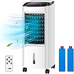 VIVOHOME Portable Evaporative Air Cooler 110V 65W Fan Humidifier with LED Display and Remote Control Ice Box for Indoor Ho...