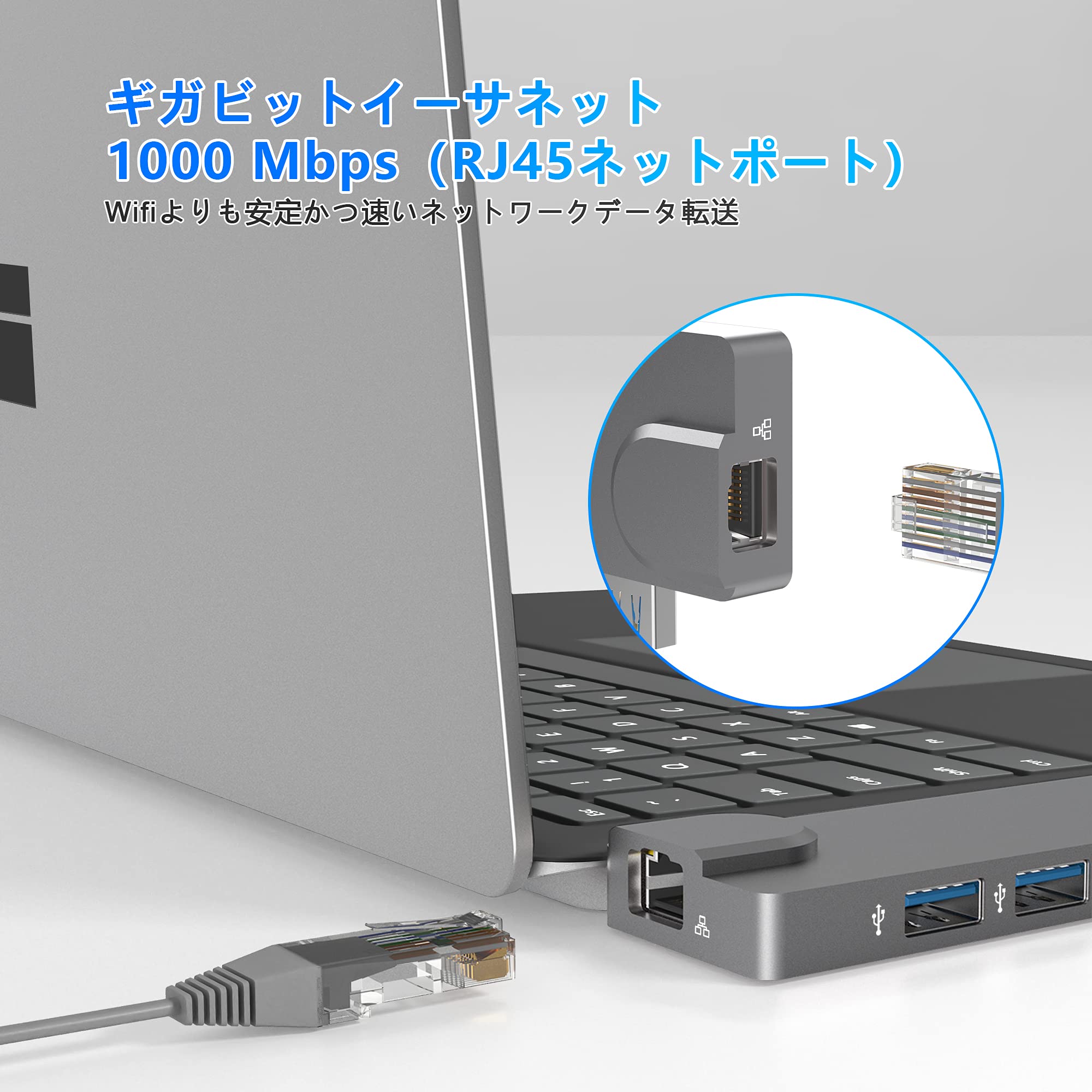 Amazon | Surface Laptop 5 / Surface Laptop Go 2 USBハブ Bawanfa 4K 