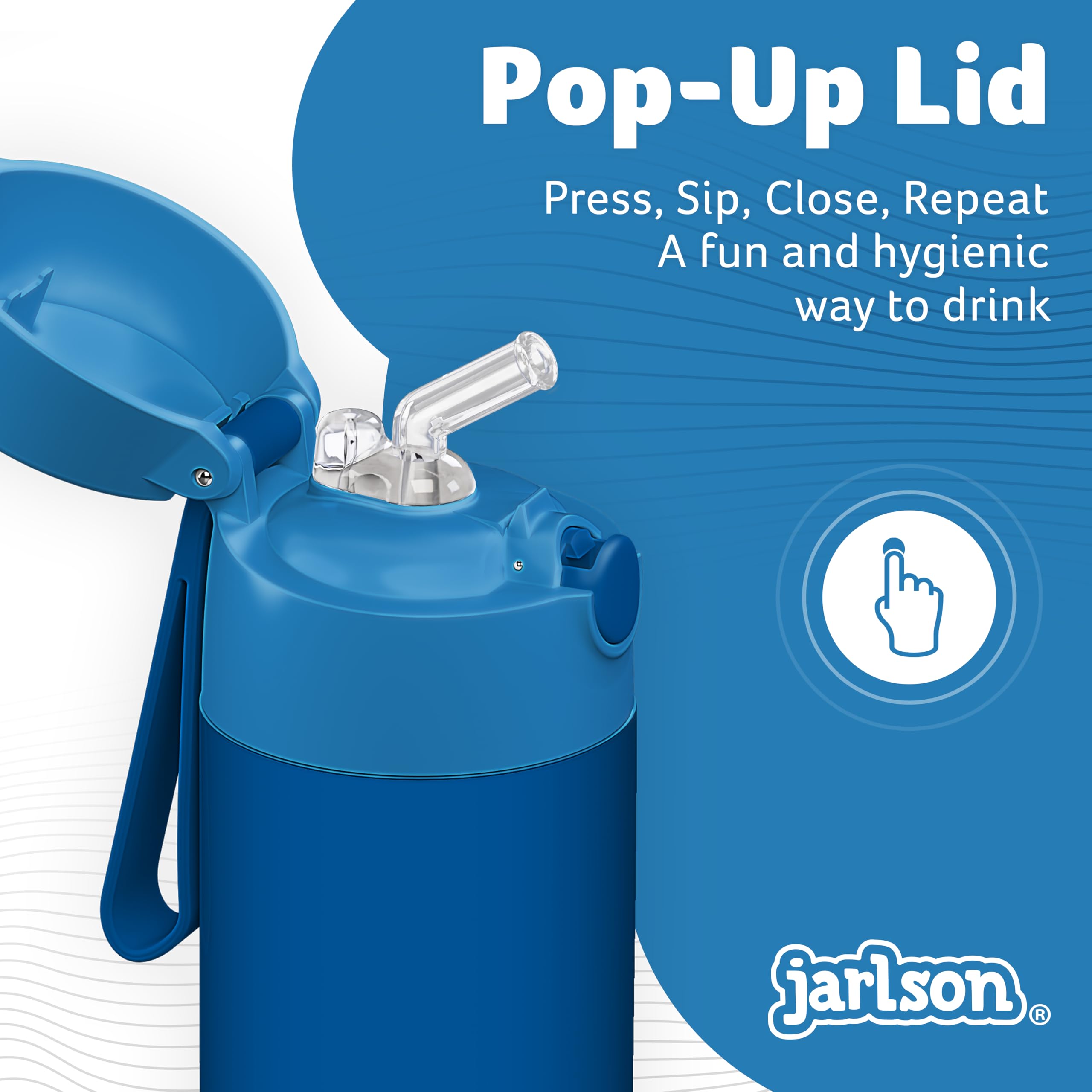 Jarlson Charli Children's Stainless Steel Water Bottle with Straw - Thermos Flask 350 ml - TV Tested - BPA Free - Leak-Proof - Thermal Water Bottle for School, Nursery - Blue, 350 ml - Image 4