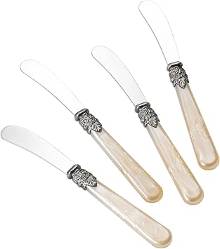 REVERIE Collection 4-piece Stainless Steel Butter Spreader Cheese Knife, Giftable Butter Knives set, Bread Knife set Gold