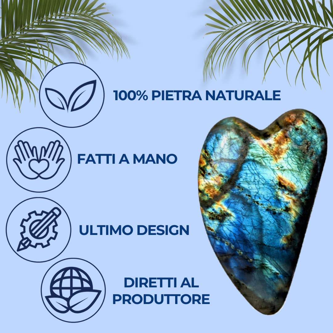 Gua Sha Viso Labradorite Pietra Naturale - Massaggio Antirughe