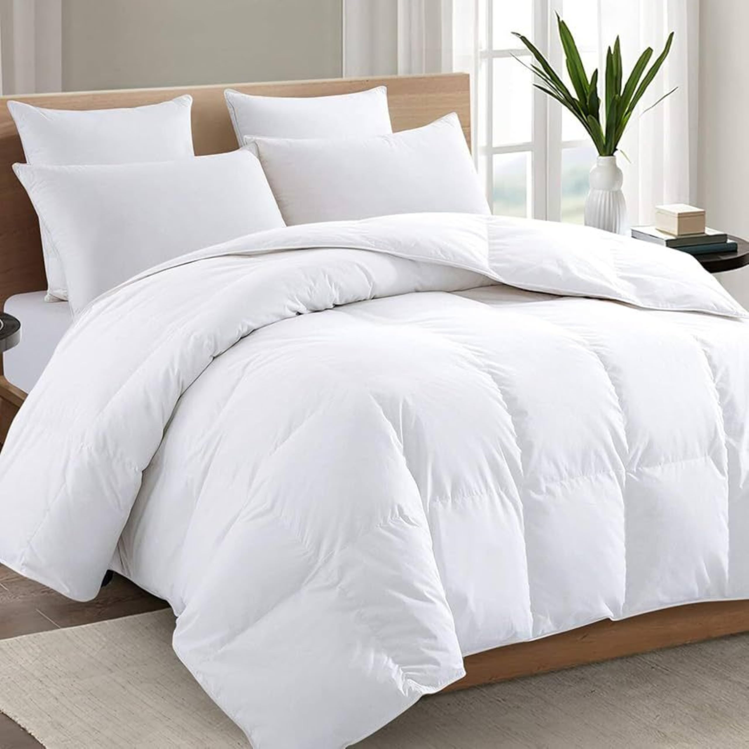HOME + STUDIO White Microfiber Comforter for Double Bed | Ultra Soft All Season AC Comforter | 90"X100"|Lightweight Fluffy Quilt with Box Stitch | Machine Washable Hotel Collection Bedding-image-22
