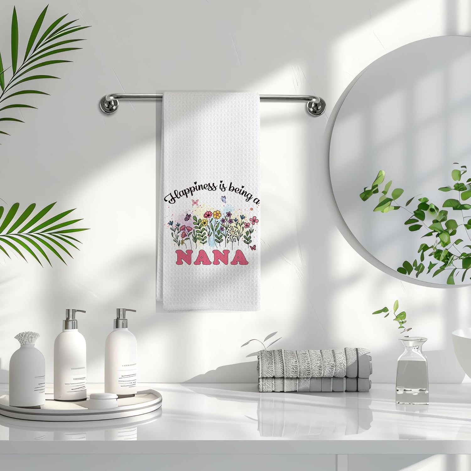 Nana Grandma Kitchen Towels, Nana Grandmother Gifts for Mother's Day Birthday Dish Tea Towels, Best Grandma Gift from Grandkids Decorative Hand Towels for Bathroom, 16x24 Inches - Image 3