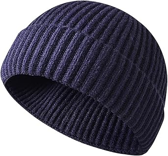 Winter Beanie Hat, Roll up Edge Skullcap Fisherman Beanie, Unisex Soft & Stretchable Cuffed Plain Knit Hipster Docker Winter Hat