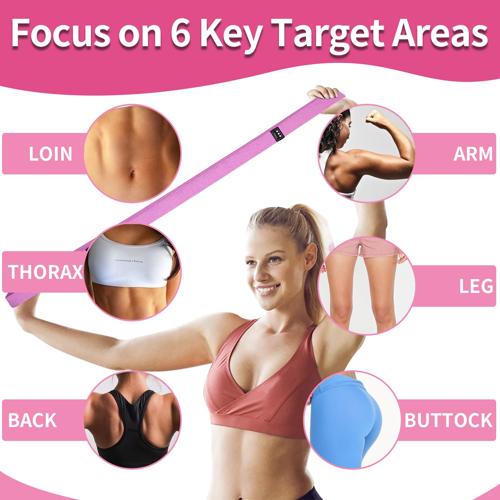 CEILIWEN Lot de 3 Bande de Résistance Fitness en Tissu avec 3 Niveaux de Force