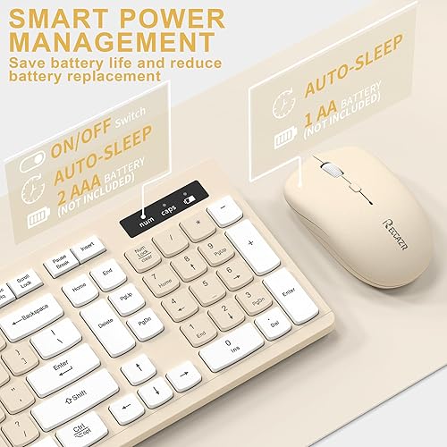 Miniatura 5 de Combo de teclado y mouse inalámbricos, teclado inalámbrico de tamaño completo y mouse DPI ajustable, receptor USB de 2.4 GHz, teclado y mouse para