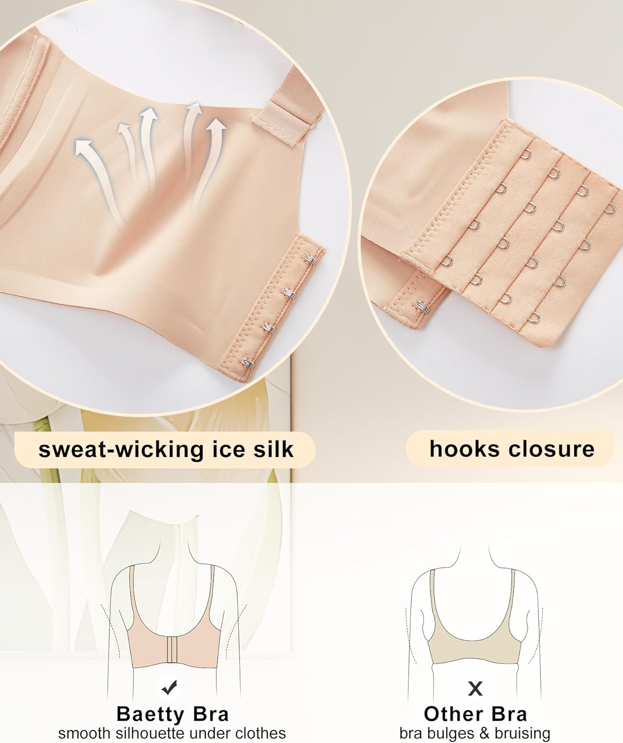 Baetty Women's Seamless Wireless Push Up Bras with Support and Lift No Underwire Full Coverage Everyday Bra 6903 - Image 5