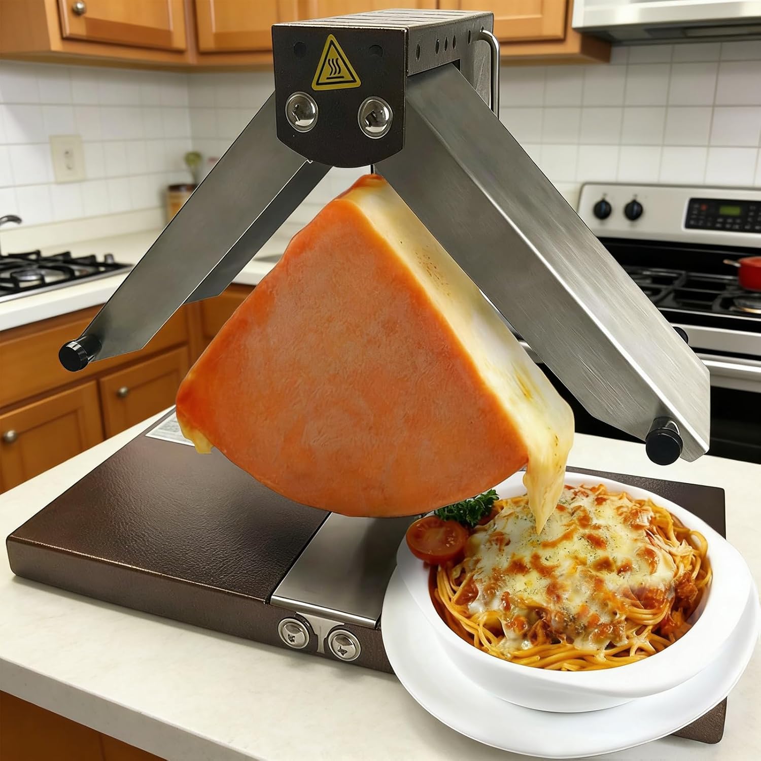 Raclette Cheese Melter - Commercial Foldable Design with Adjustable Heating Rods, Fits Quarter Wheel/Half Round/Blocks & Wedges,for Versatile Use