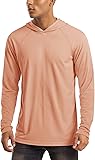 MAGCOMSEN Men's Hooded UPF 50+ Sun Protection T Shirts Long Sleeve Athletic Fishing Shirts Rash Guards Apricot Small