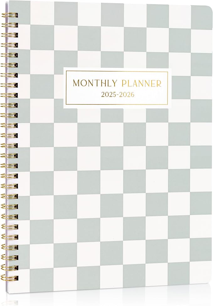 Beautiful Checkered 2025-2026 Monthly Planner and Calendar Book - To Do List Not