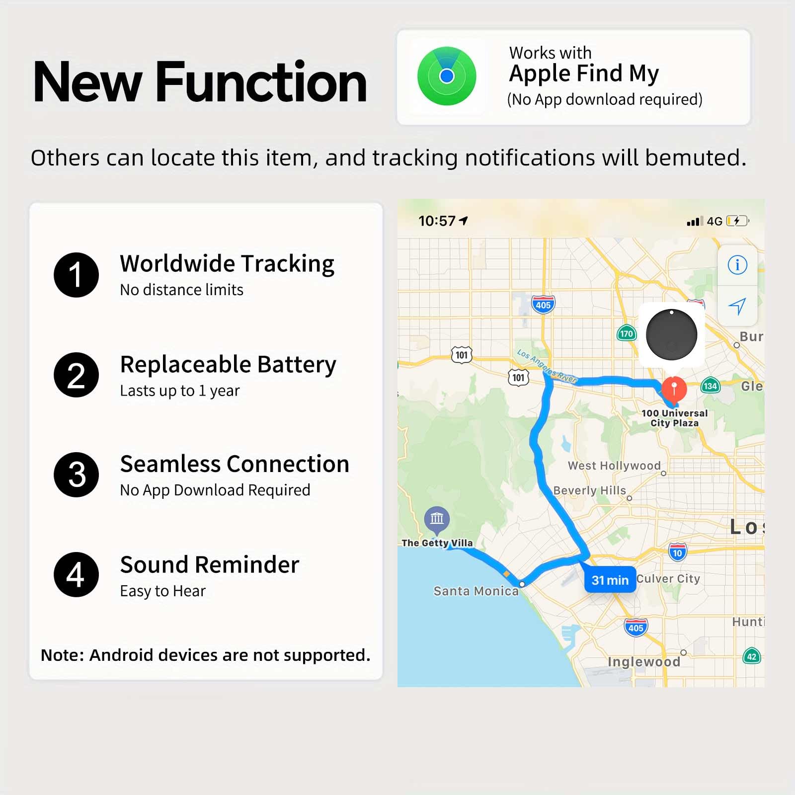 Mini GPS Tracker for Vehicles, Hidden Tracking Device for Vehicles, Car Tracker No Subscription Work with Find My (iOS Only), Vehicle Tracker with Audio for Kids, Dogs, Key, Luggage, Bag (2)