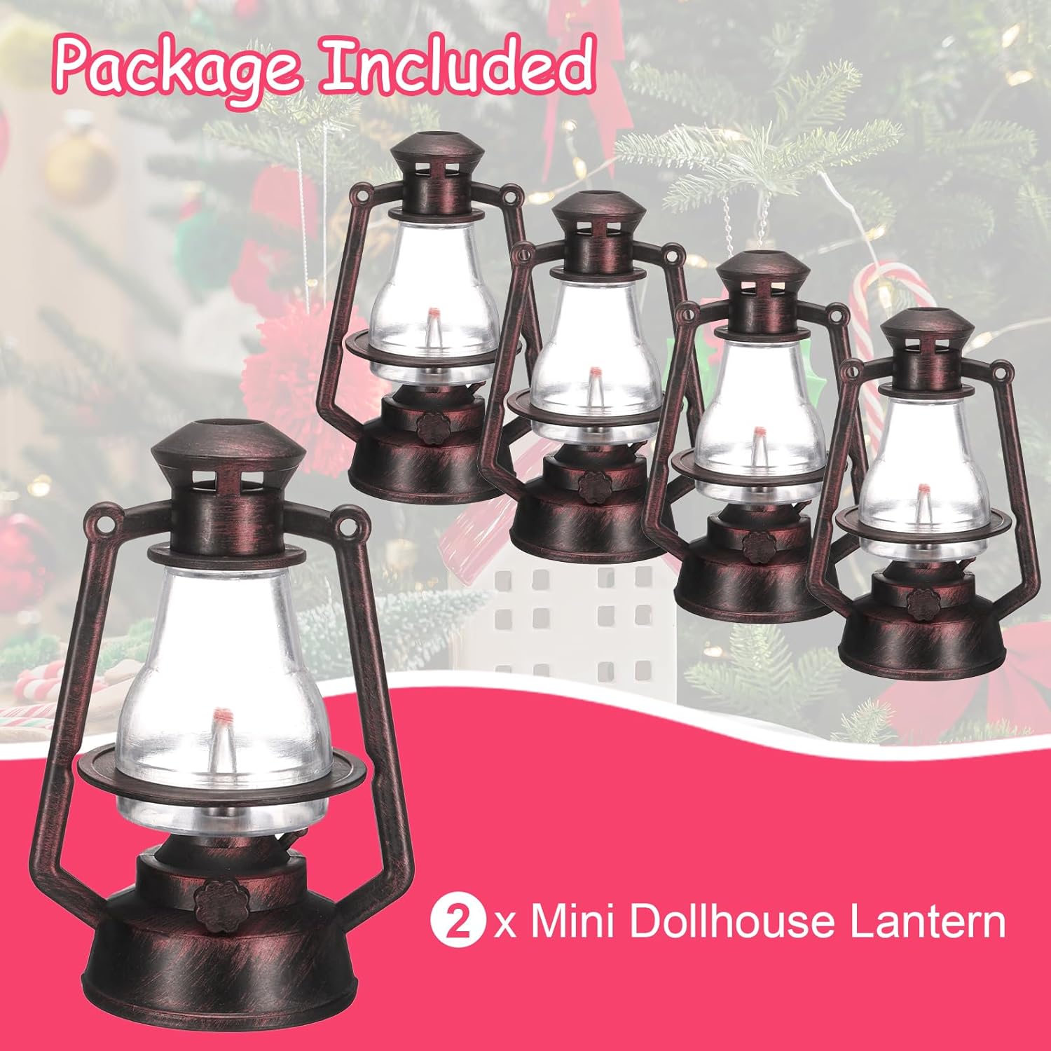 ドールハウスミニチュアランタン 高さ5.1インチ プラスチックミニヴィンテージ吊り下げ灯油ランプ 銅 - (用途:マイクロランドスケ