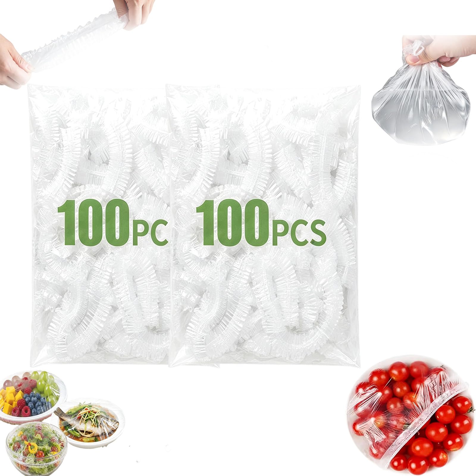 100PCS Disposable Stretch Food Covers for Bowls & Plates (200,36cm)
