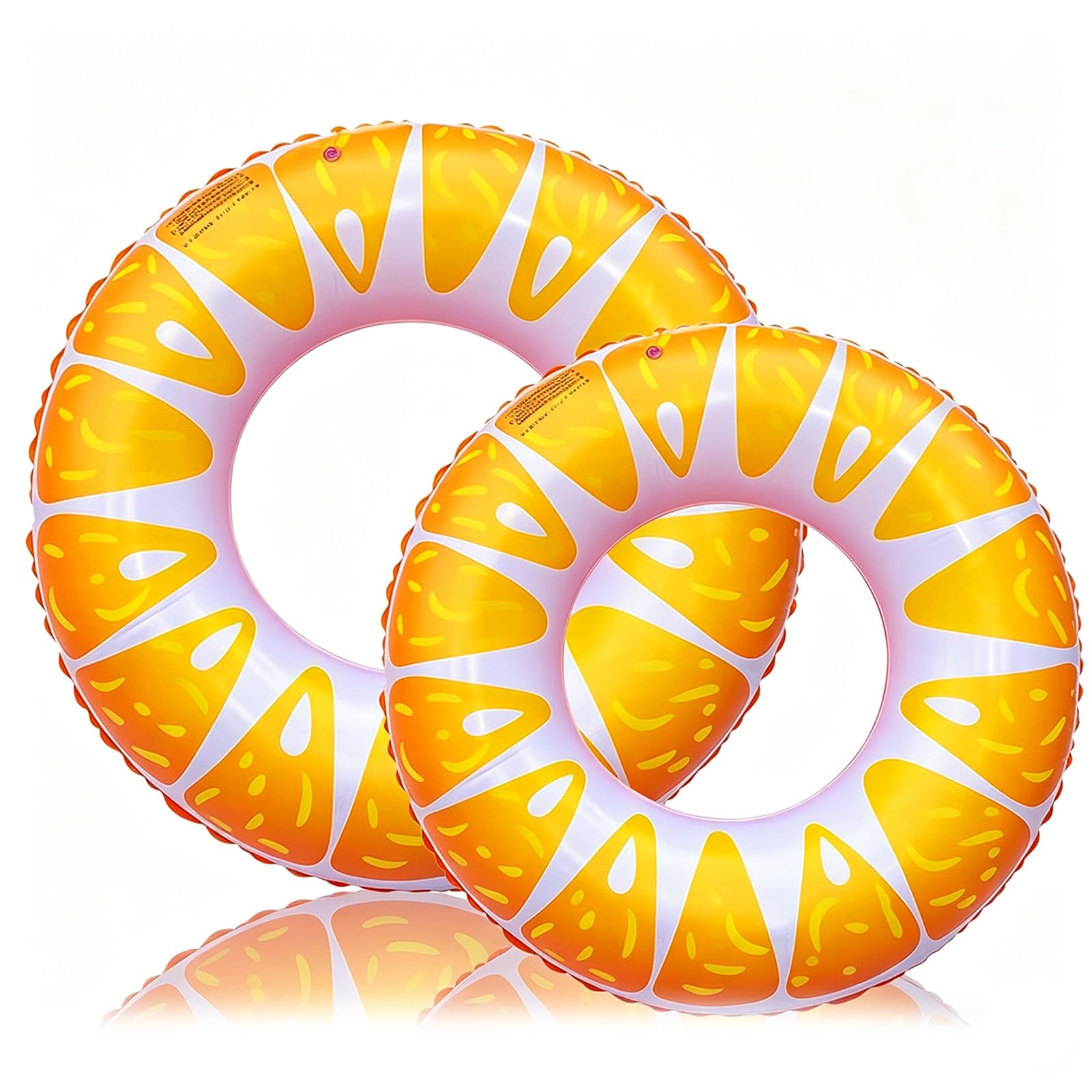 2pcs Swimming Ring Inflatable Rubber Rings for Kids Adults,70/90cm Orange Inflatable Pool Ring Floaties Swim Rings Water Float Inflatables Pool Floats for Boys Girls Men Women Beach Summer Water Party