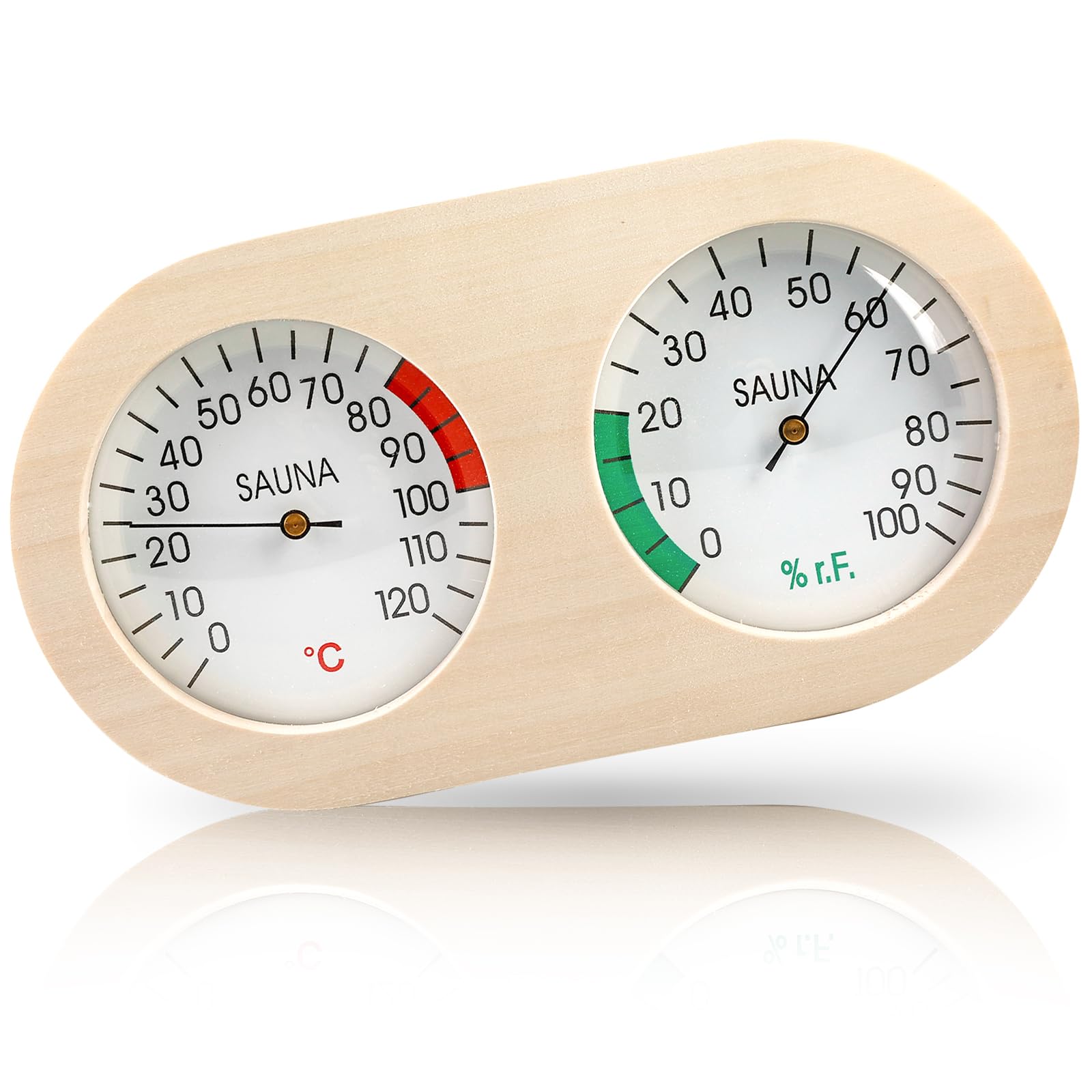 BORDEAG Thermomètre Et Hygromètre 2 En 1 De Sauna Thermomètre Hygromètre En Bois, Thermo-Hygromètre Thermomètre Analogique Hygromètre Thermomètre De Sauna Hygromètre Pour Intérieur Extérieur