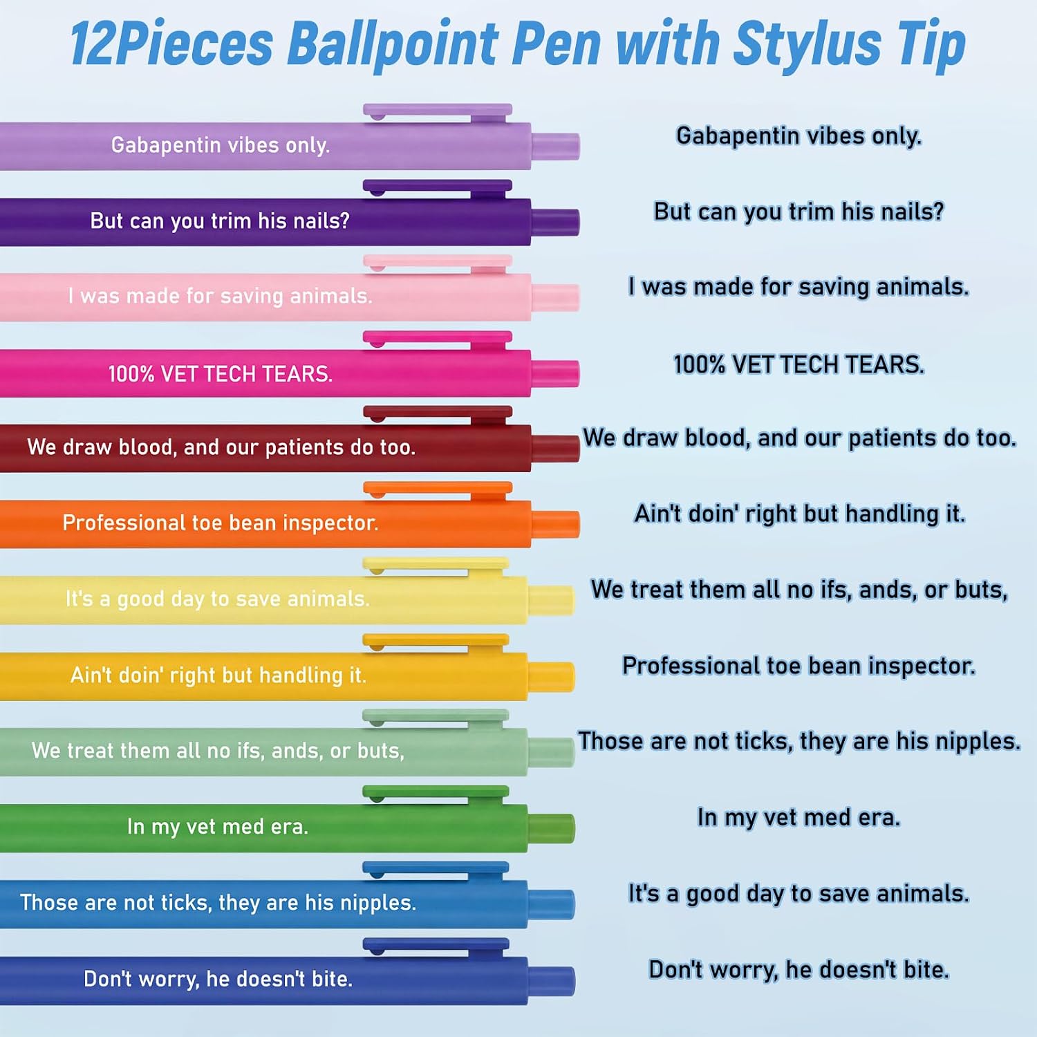 Sayglossy 12 Pcs Funny Vet Tech Pens Bulk Veterinarian Gifts Black Ink Ballpoint Pens 1.0 mm Point Writing Hospital Desk Accessories for Vet Tech Week Dog Care Puppy Clinic Animal Pet Groomers Lovers image 2