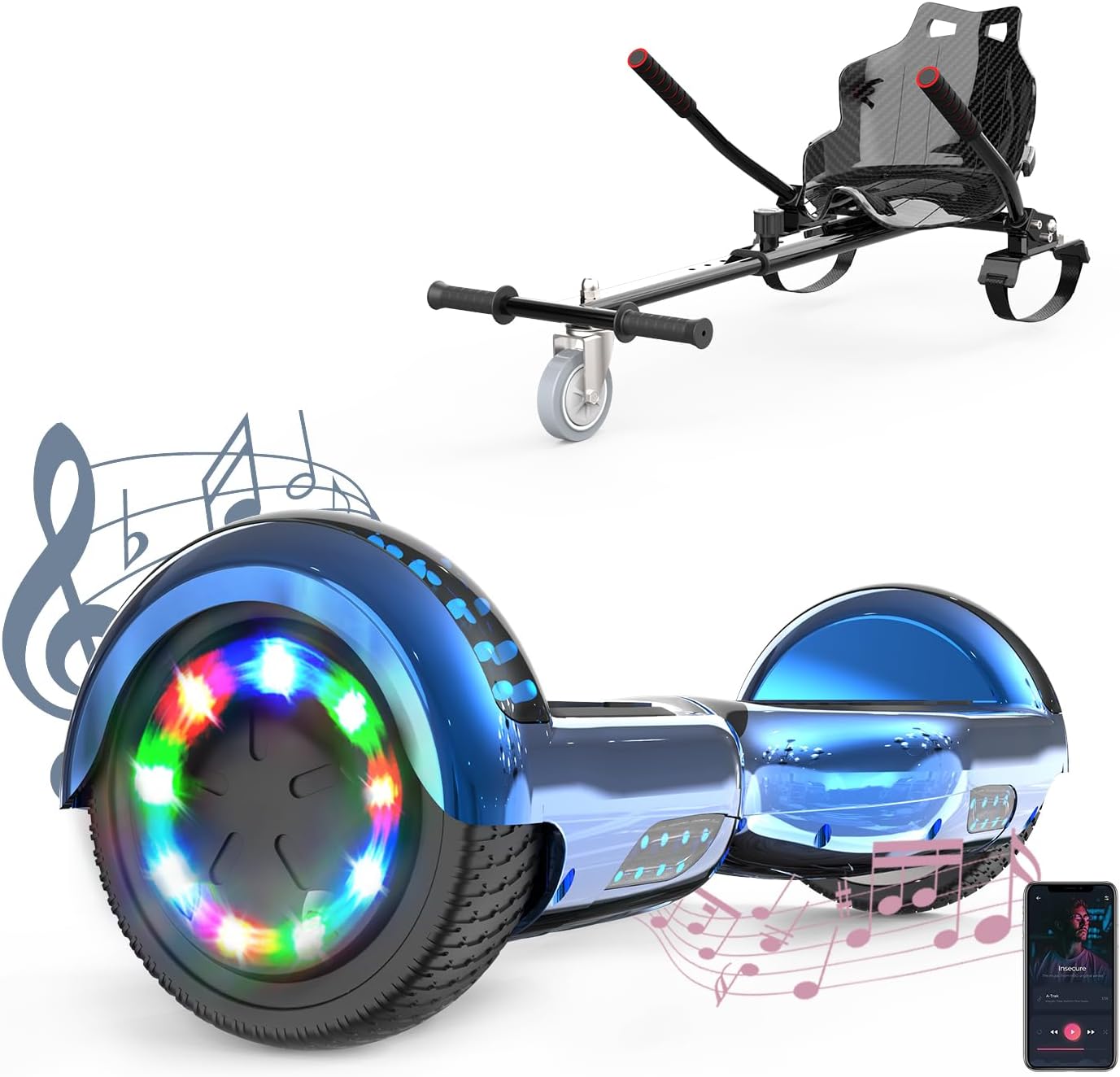 VOUUK Hoverboard Fuoristrada 8.5'' Con APP E Bluetooth – Potente, Luci LED, Per Adulti E Bambini (Fino A 120kg)