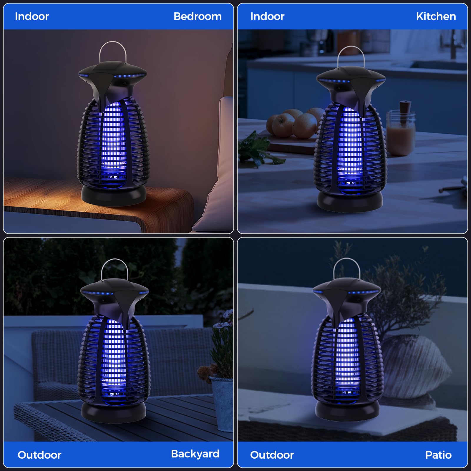 Zapper para Insectos al Aire última intervensión con luz LED – Trampa eléctrica para Mosquitos para Insectos al Aire última intervensión e Interior para la Cocina del hogar, Patio, Patio Trasero